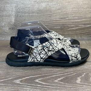 Merrell Around Town Sunvue Women’s Sz 9 Black White Texture Hook & Loop Sandals